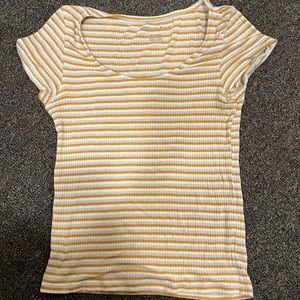 American Eagle Soft & Sexy Yellow Striped T Shirt XS